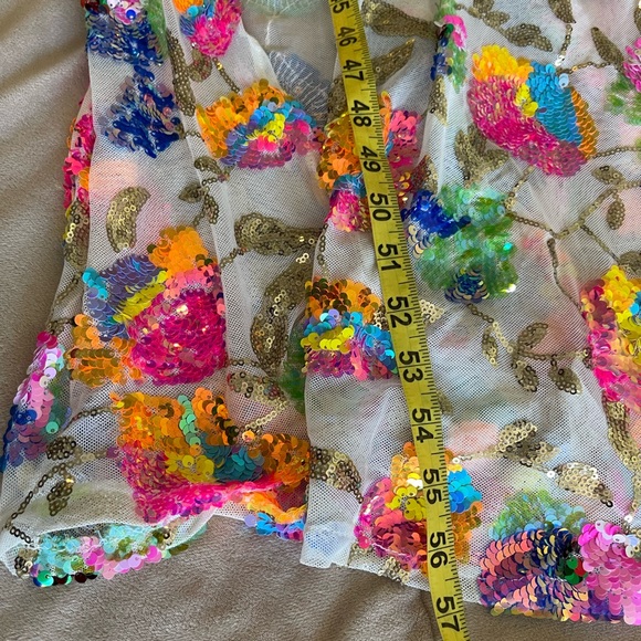 EUC Lucky in the sky halter gown white with flower sequins pattern size Medium - Picture 11 of 12